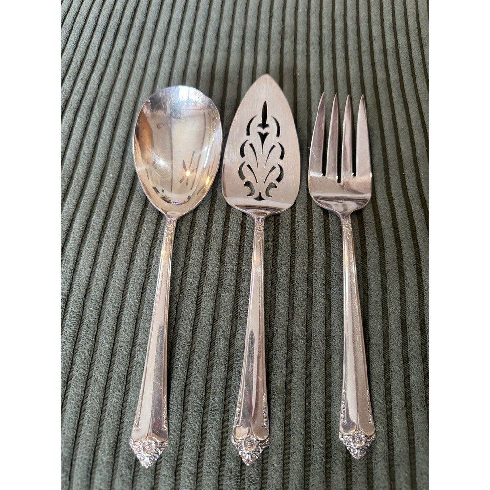Rogers & Bro. Silver Plated Serving Spoon Cake‎ Server Pie Fork Set Ornate